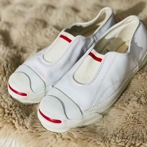 *RARE* 90s USA Made Converse Jack Purcell Leather Slip-On White size US7